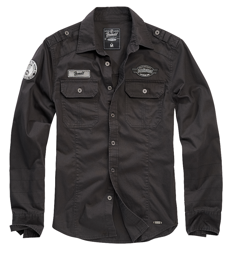 Košile dl. rukáv Brandit Luis Vintageshirt černá Barva: BLACK, Velikost: S