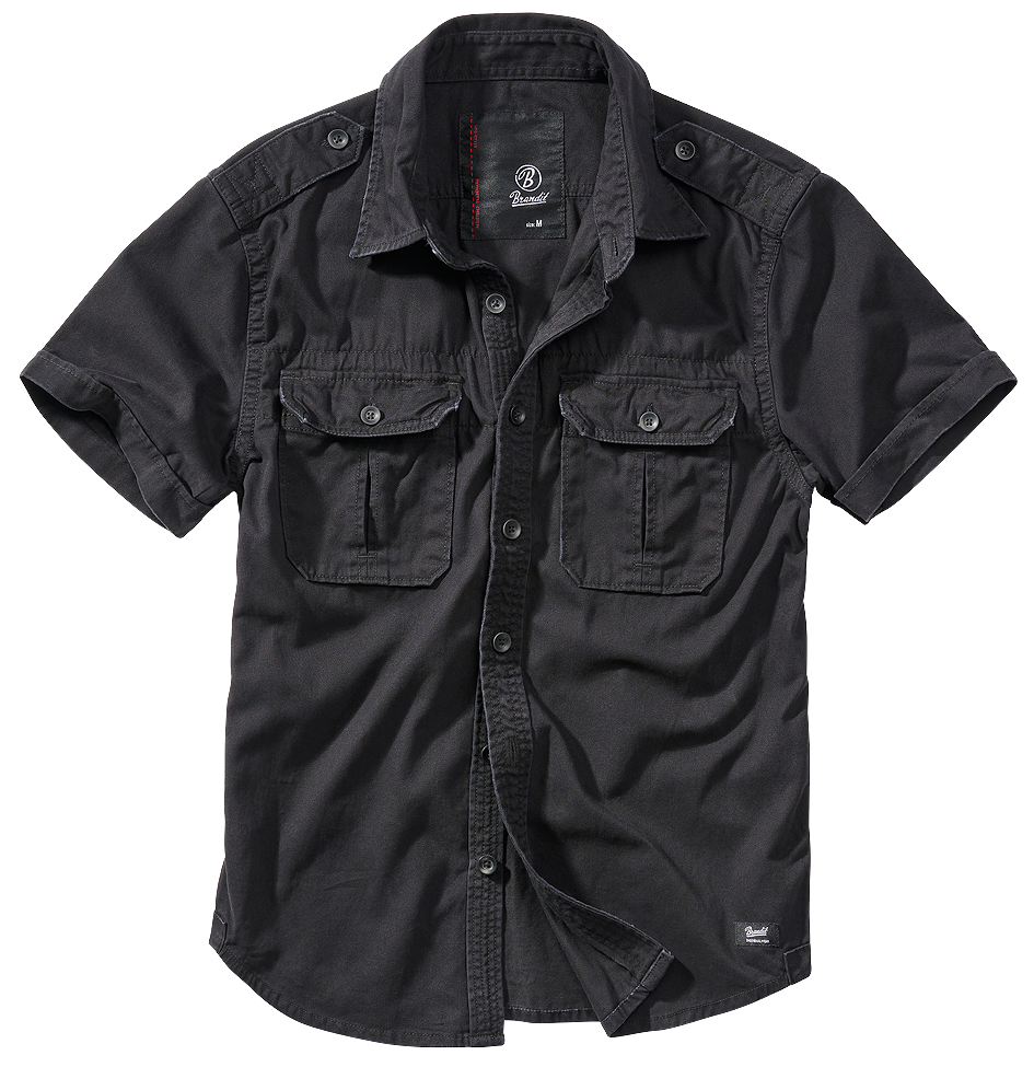 Košile kr. rukáv Brandit Vintage Shirt černá Barva: BLACK, Velikost: S