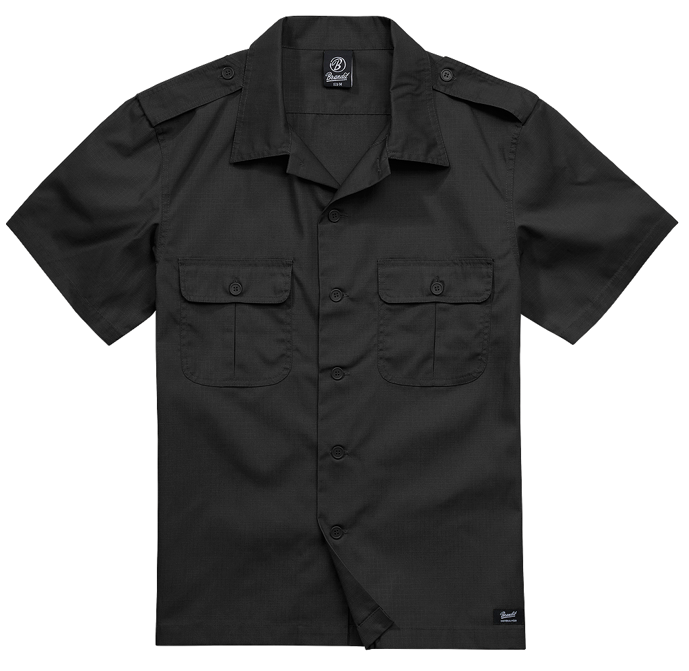 Košile kr. rukáv Brandit US Shirt Ripstop černá Barva: BLACK, Velikost: S