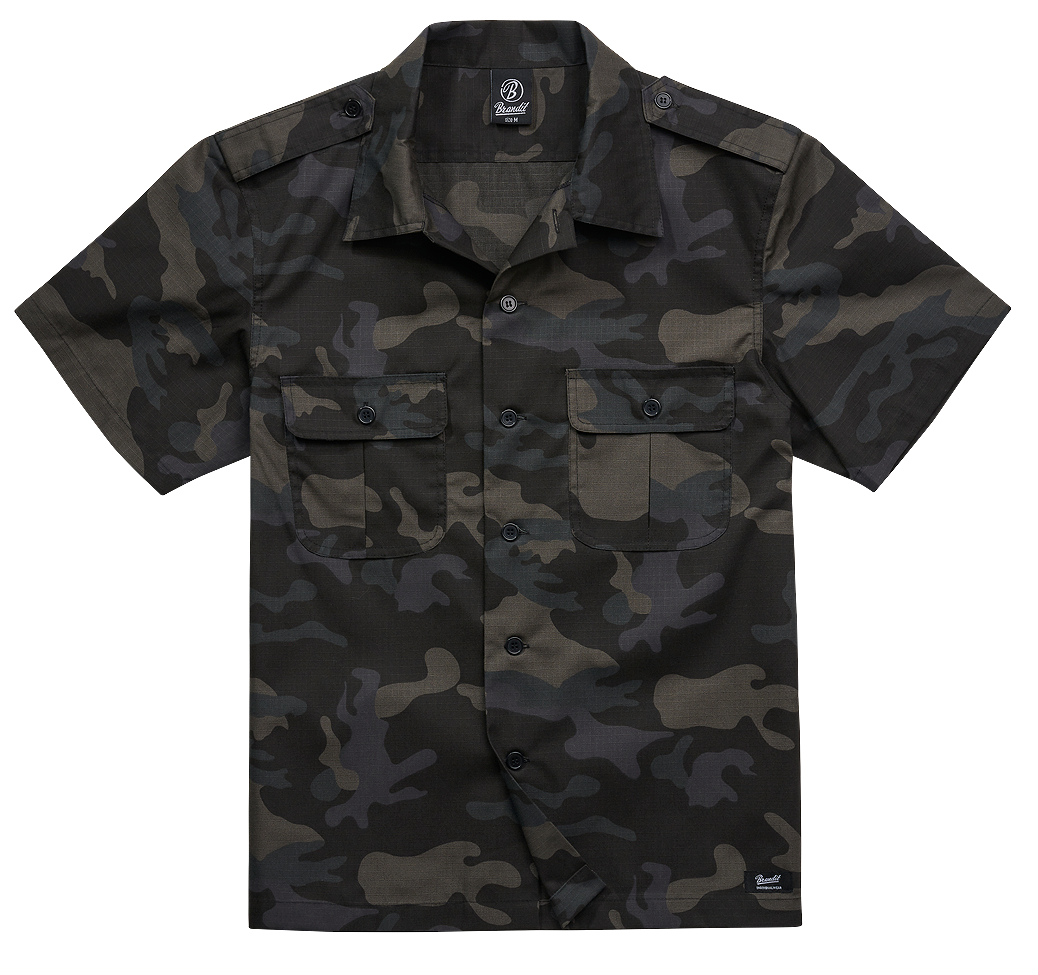 Košile kr. rukáv Brandit US Shirt Ripstop tmavá kamufláž Barva: darkcamo, Velikost: S