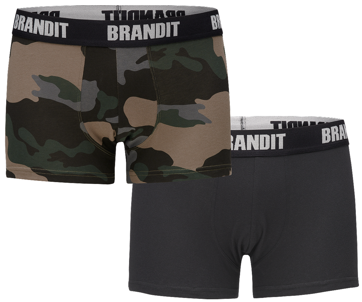Boxerky Brandit 2ks tmavá kamufláž/černé Barva: darkcamo-black, Velikost: L