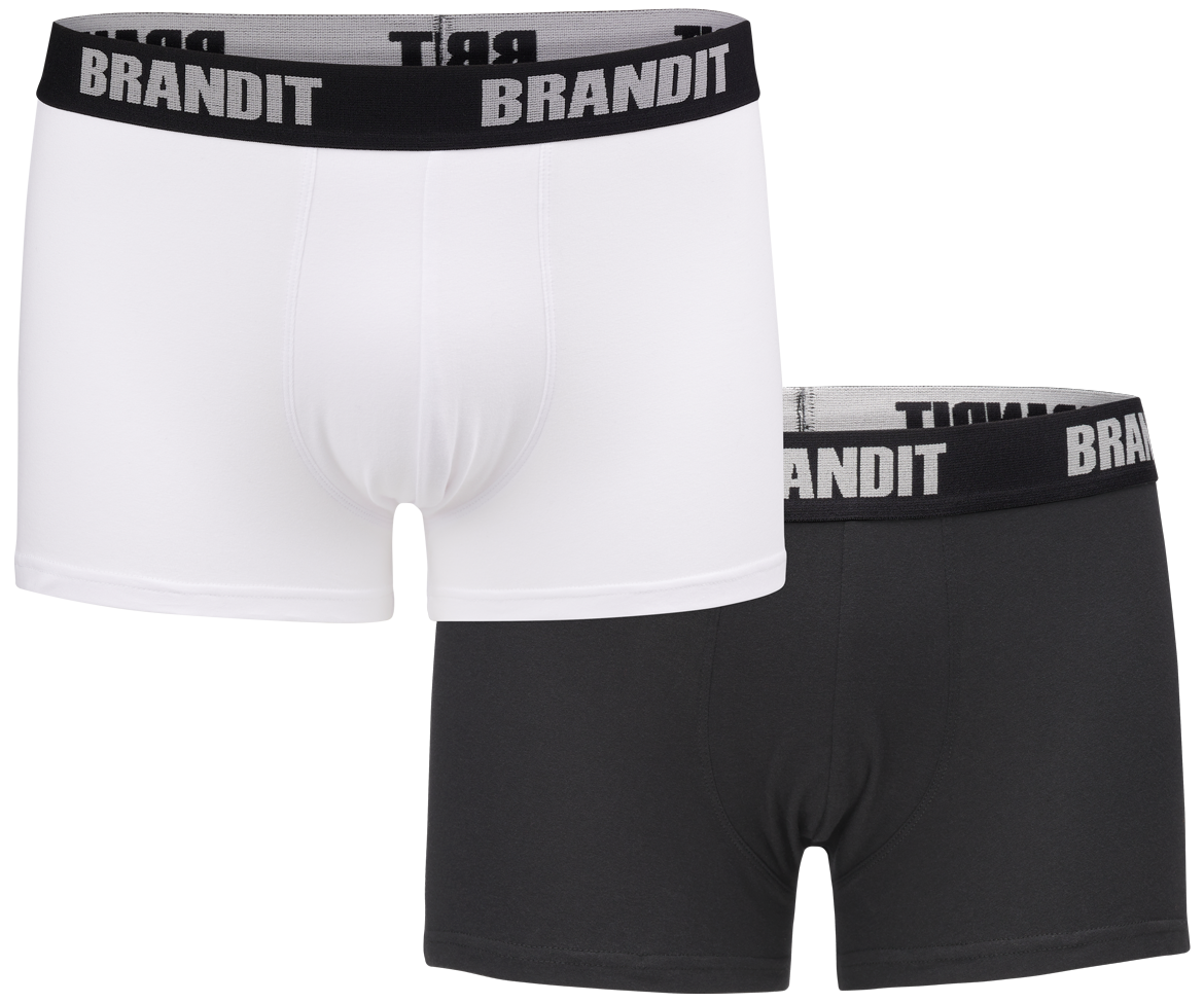 Boxerky Brandit 2ks bílé/černé Barva: white-black, Velikost: 3XL
