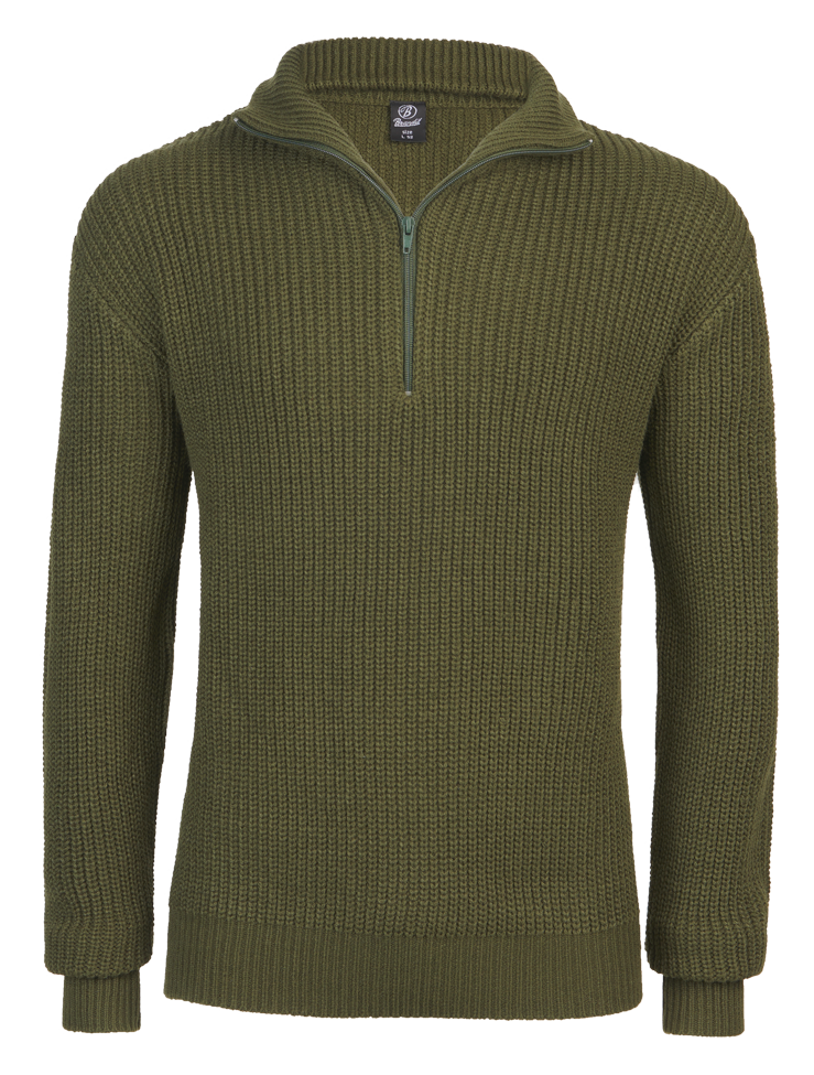 Svetr Brandit Marine Pullover Troyer olivový Barva: olive, Velikost: 4XL / 62