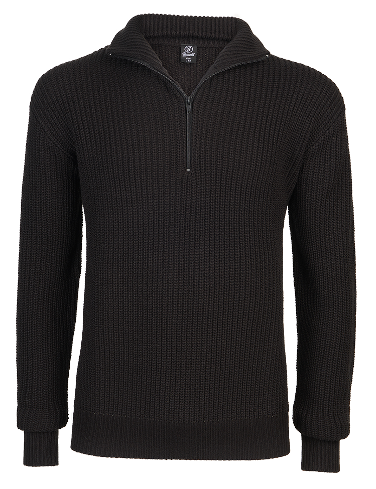 Svetr Brandit Marine Pullover Troyer černý Barva: BLACK, Velikost: S / 46-48