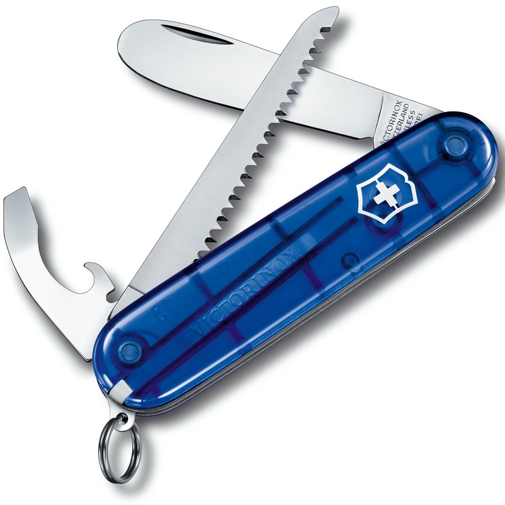 Victorinox ůž MŮJ PRVNÍ KAPESNÍ NŮŽ 84mm MODRÝ transparentní s pilkou Barva: Modrá