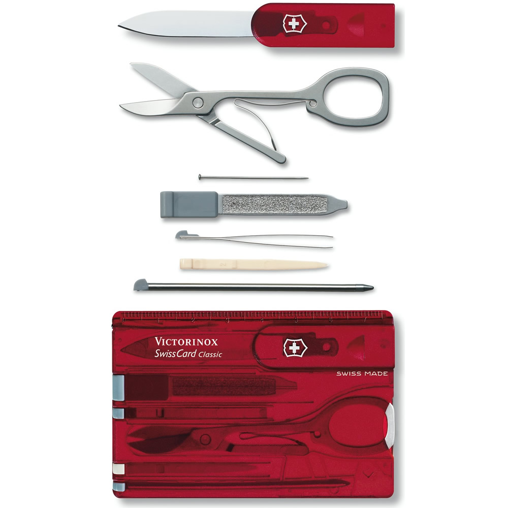 Victorinox Karta SwissCard CLASSIC ČERVENÁ transparentní Barva: Červená