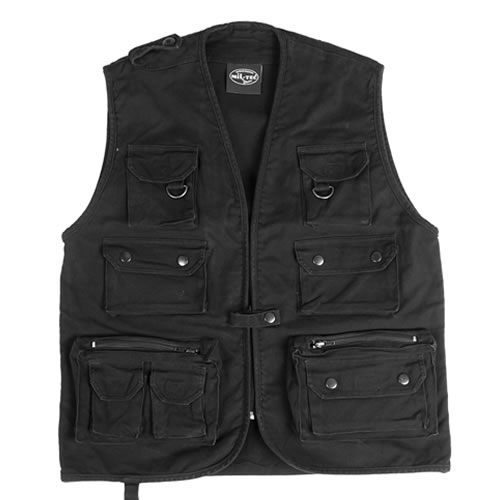 MIL-TEC® Vesta moleskin na lov nebo rybaření ČERNÁ Barva: Černá, Velikost: S