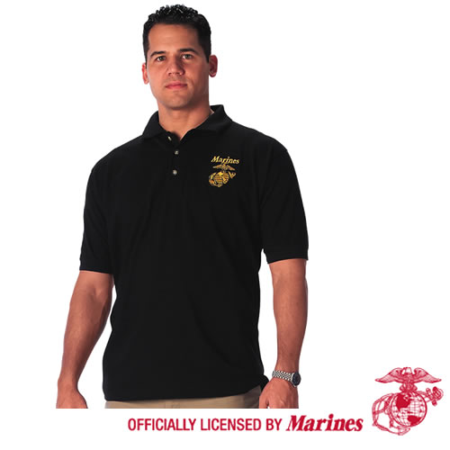 ROTHCO Polokošile GOLF s límečkem MARINES ČERNÁ Barva: Černá, Velikost: 3XL