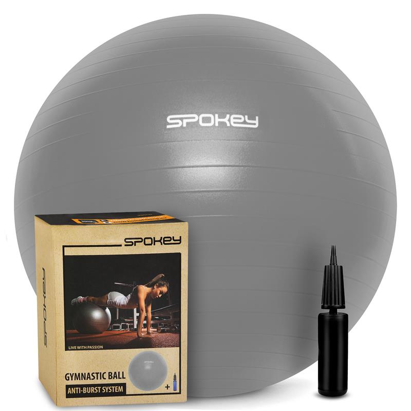 Spokey FITBALL III Gymnastický míč 55 cm včetně pumpičky, šedý