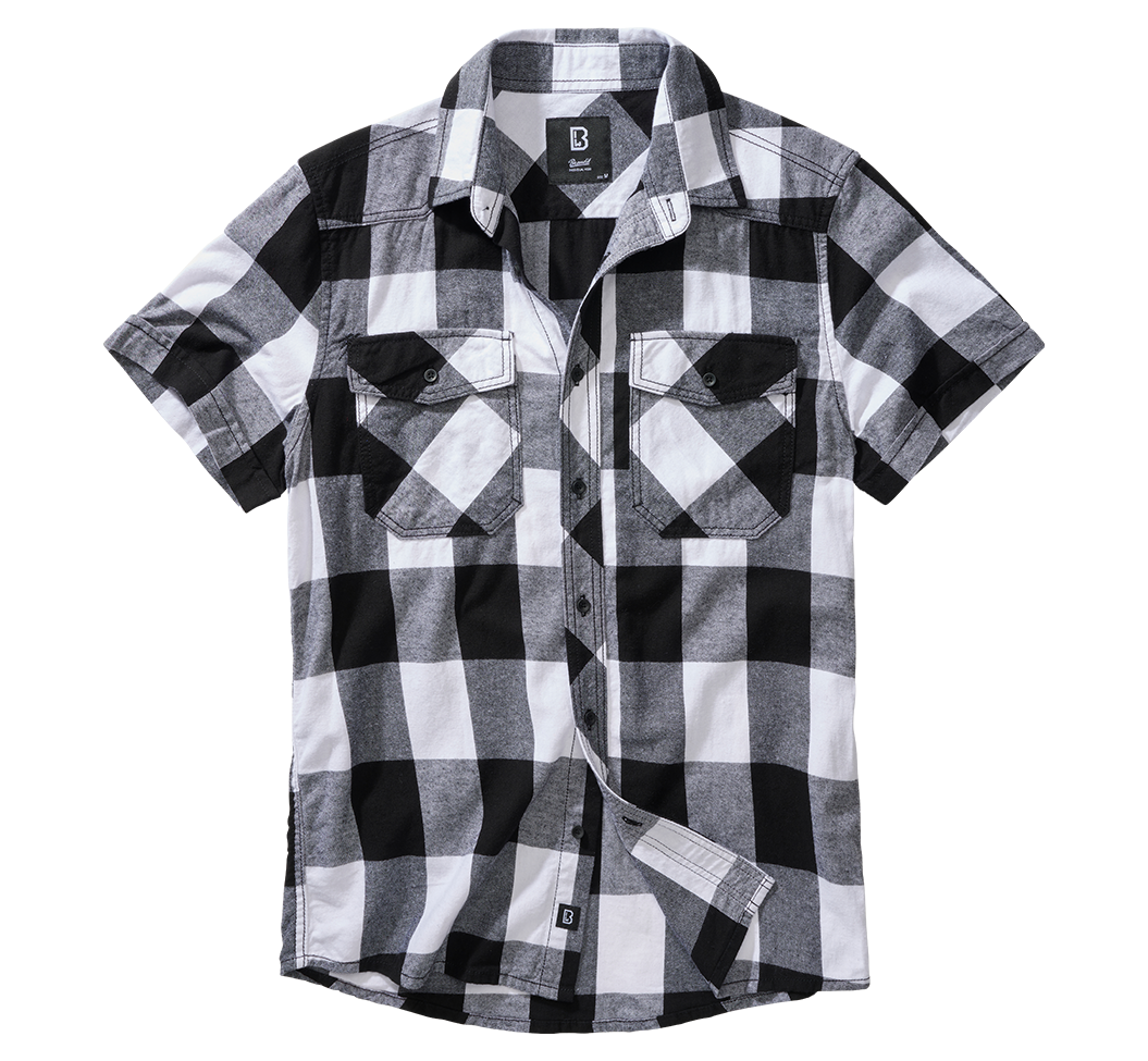 Košile kr. rukáv Brandit Check Shirt bílá/černá Barva: white/black, Velikost: S