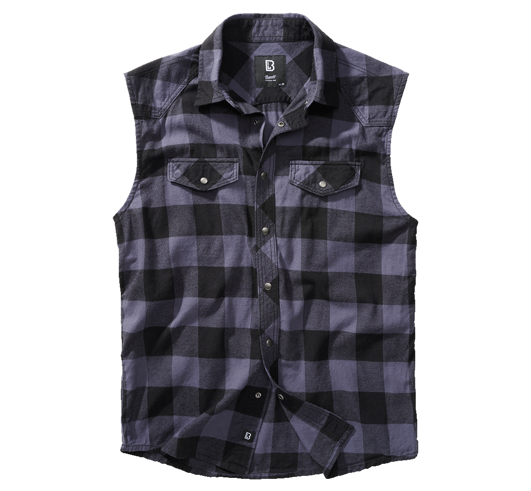 Košile bez rukávu Brandit Checkshirt černošedá Barva: black/grey, Velikost: S