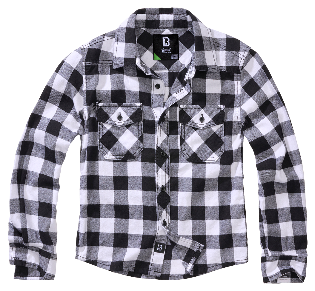 Košile dl. rukáv dětská Brandit Check Shirt bílá/černá Barva: white/blac, Velikost: 122/128