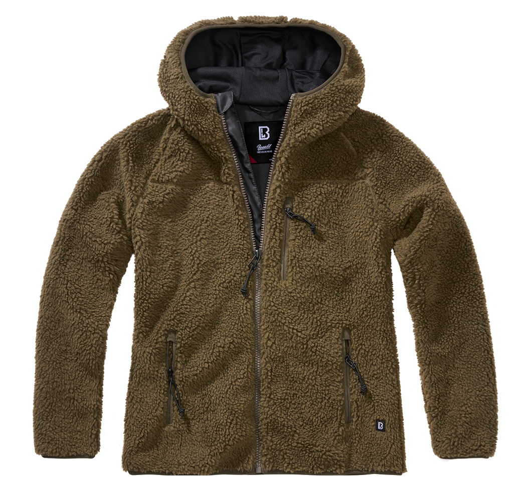 Bunda dámská Brandit Teddyfleece s kapucí olivová Barva: olive, Velikost: S