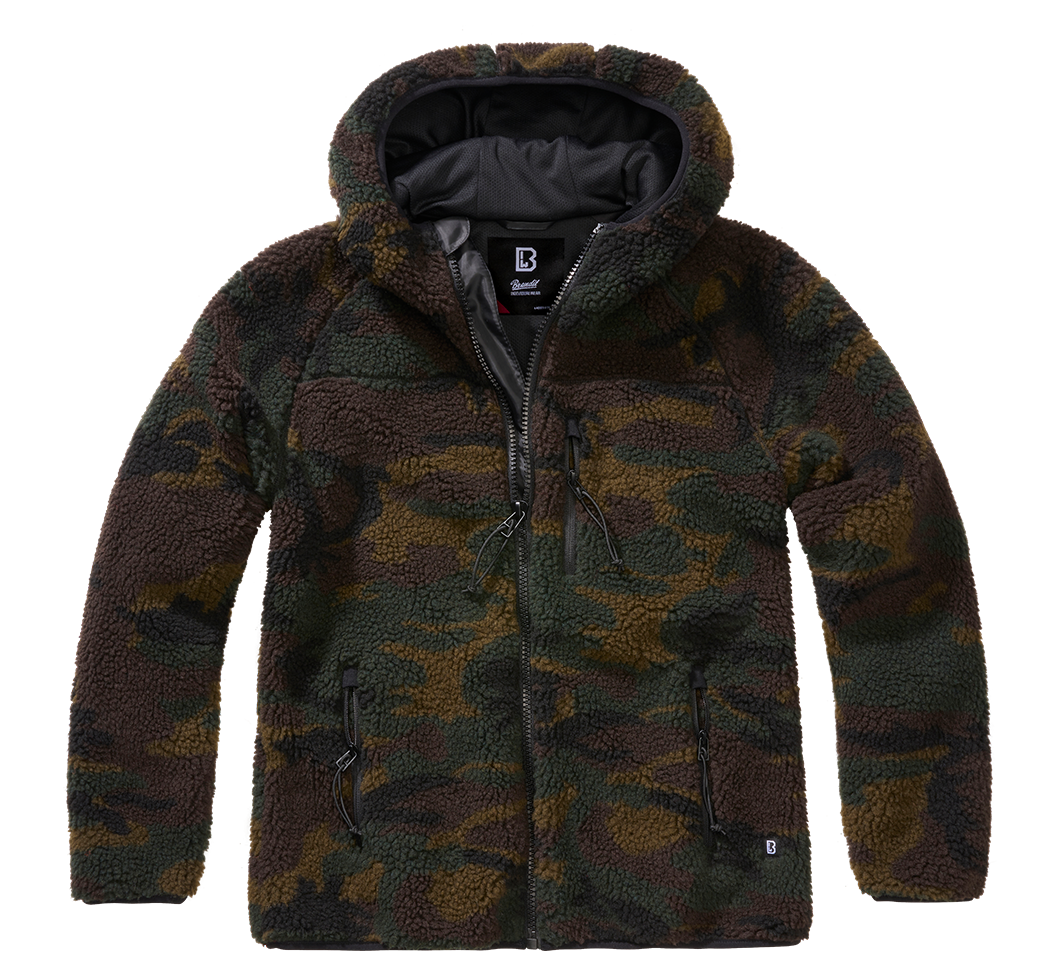 Bunda dámská Brandit Teddyfleece s kapucí woodland Barva: WOODLAND, Velikost: 3XL