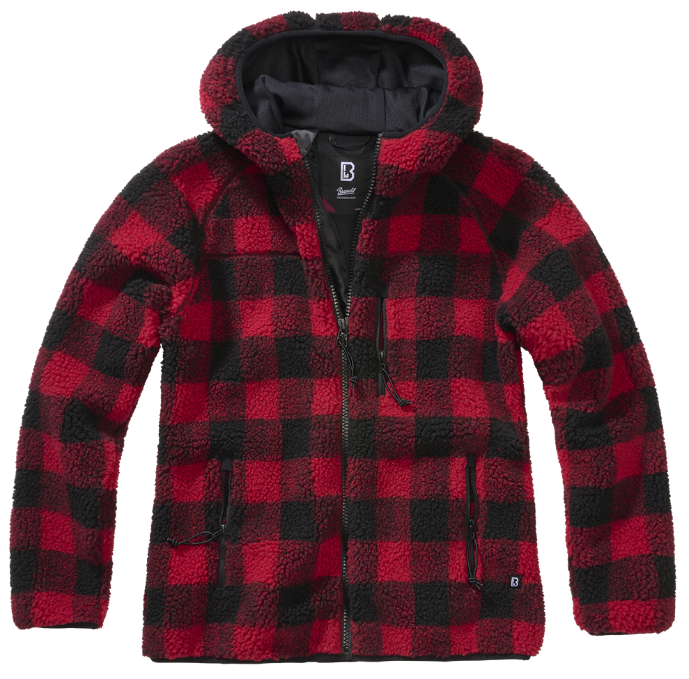 Bunda dámská Brandit Teddyfleece s kapucí červená/černá Barva: red/black, Velikost: 3XL