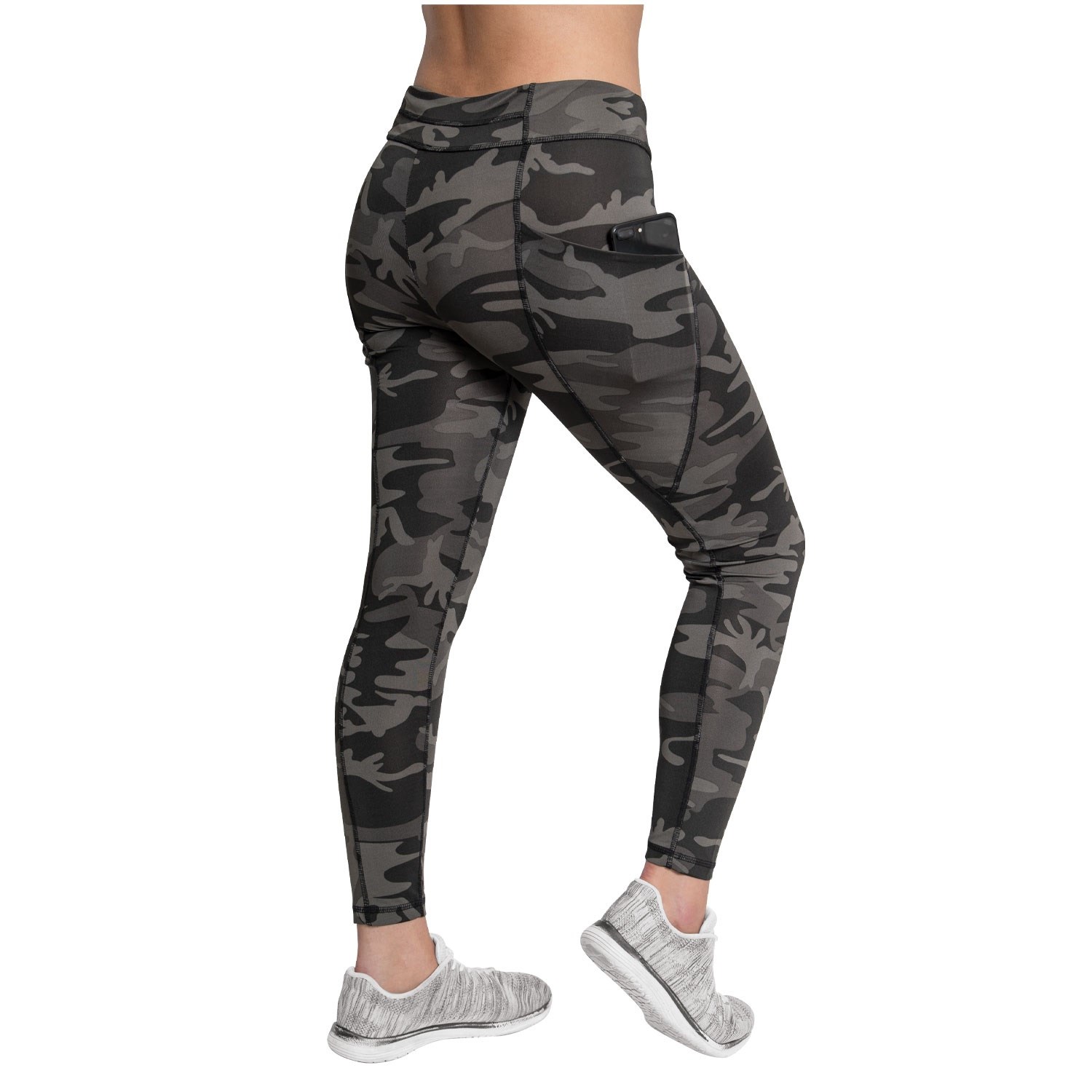 ROTHCO Legíny dámské WORKOUT s kapsami BLACK CAMO - Akce Velikost: M