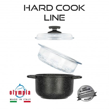 Olympia Zanetti sada pro vaření v páře HARD COOK Line z litého hliníku Ø20 cm s minerálním kameninovým povrchem