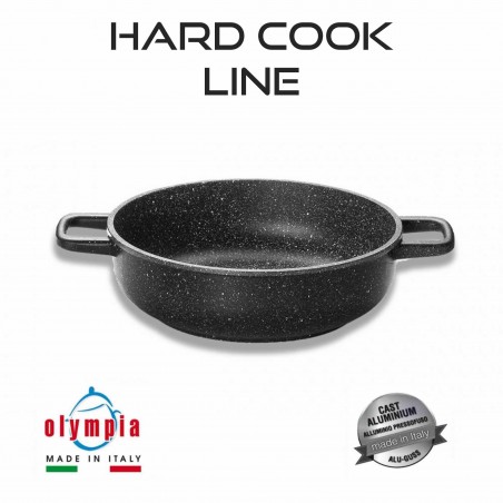 Olympia Zanetti Hluboká pánev se 2 držadly HARD COOK Ø 24 cm z litého hliníku s minerálním kameninovým povrchem