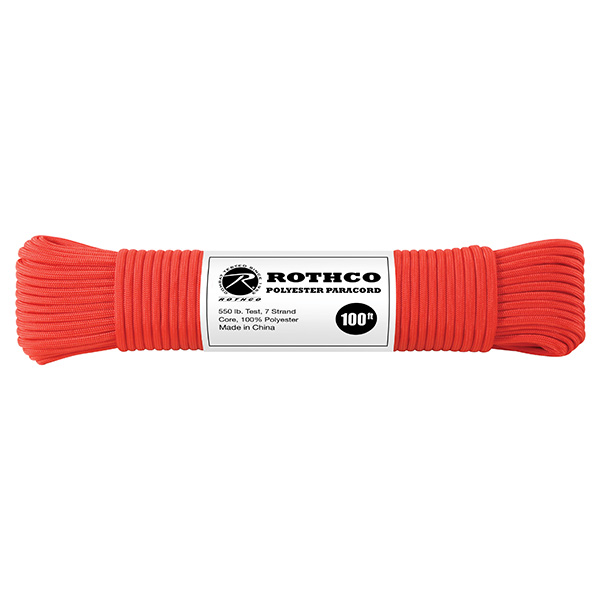 ROTHCO Šňůra PARACORD polyester 550LB 30m 4mm ČERVENÁ Barva: Červená