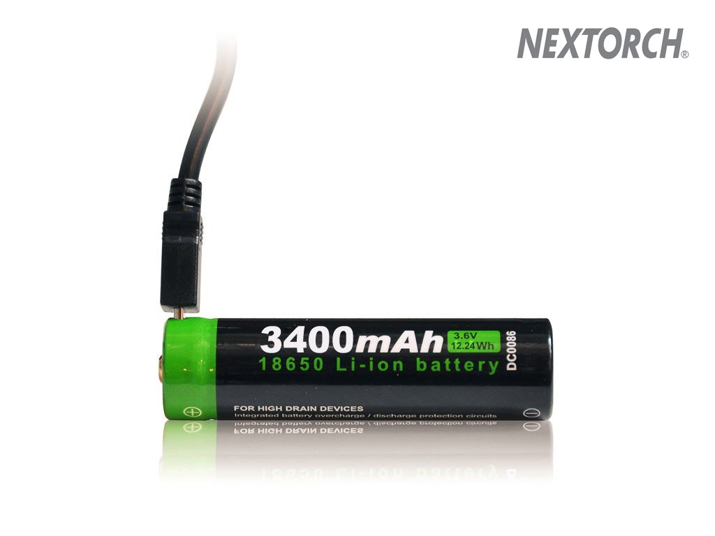 NexTORCH Nabíjecí Li-Ion baterie NT18650 s USB