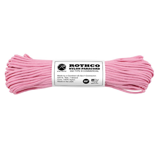 ROTHCO Šňůra PARACORD nylon 550LB 30m 4mm RŮŽOVÁ Barva: Růžová