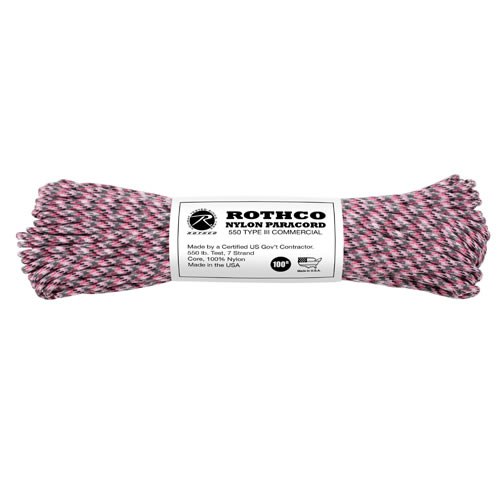 ROTHCO Šňůra PARACORD nylon 550LB 30m 4mm RŮŽOVÁ CAMO Barva: URBAN CAMO PINK