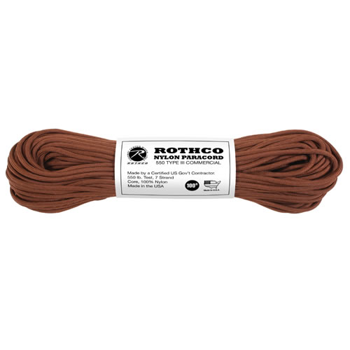 ROTHCO Šňůra PARACORD nylon 550LB 30m 4mm HNĚDÁ Barva: Hnědá