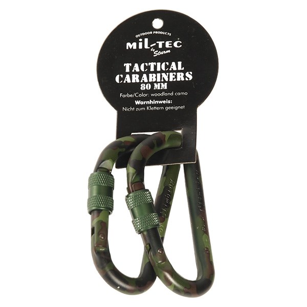 MIL-TEC® Karabina TAKTICKÁ šroubovací 80 mm WOODLAND pár Barva: US WOODLAND