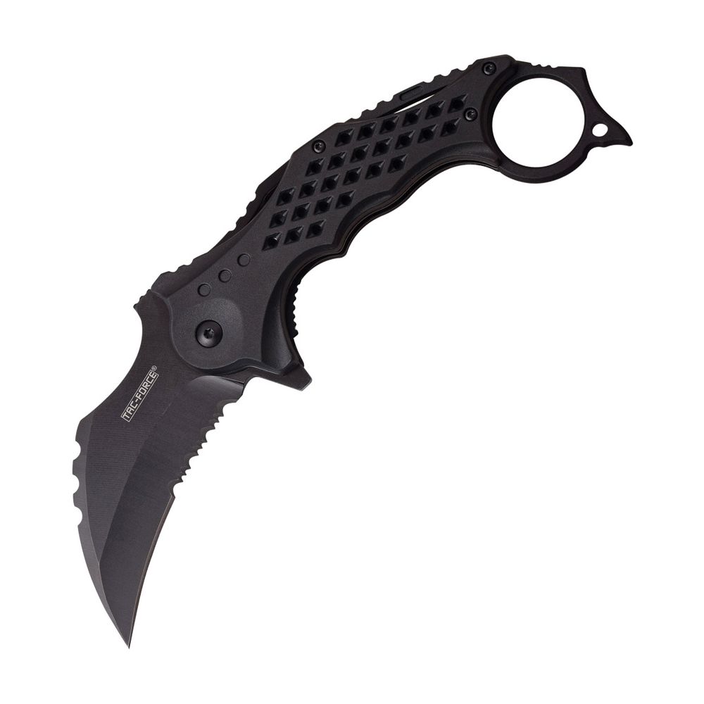 ostatní Nůž zavírací KARAMBIT TAC-FORCE kombi ostří ČERNÝ Barva: Černá