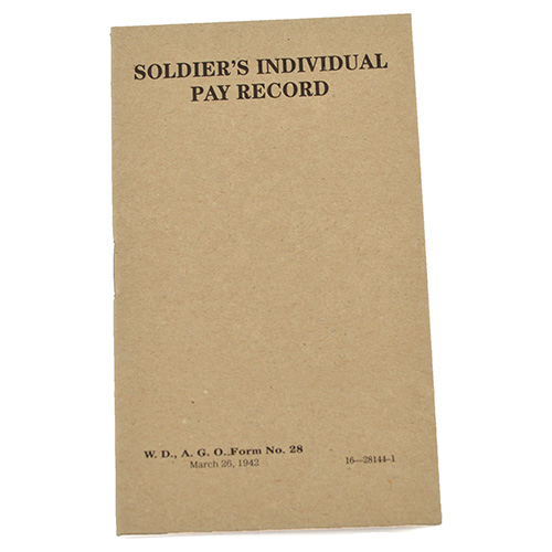 Armáda U.S. Průkaz US SOLDIERS INDIVIDUAL PAY RECORD