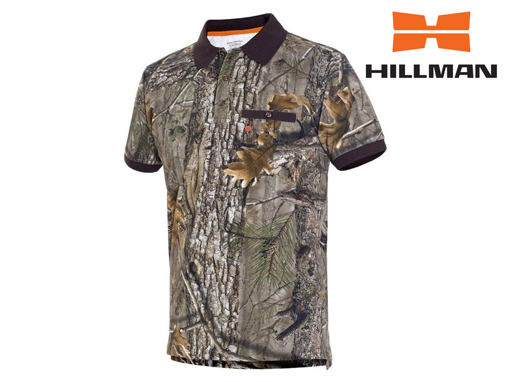 HILLMAN Gamewear 3D Myslivecké tričko s límečkem kr. rukáv Cotton b. Kamufláž Velikost: XL