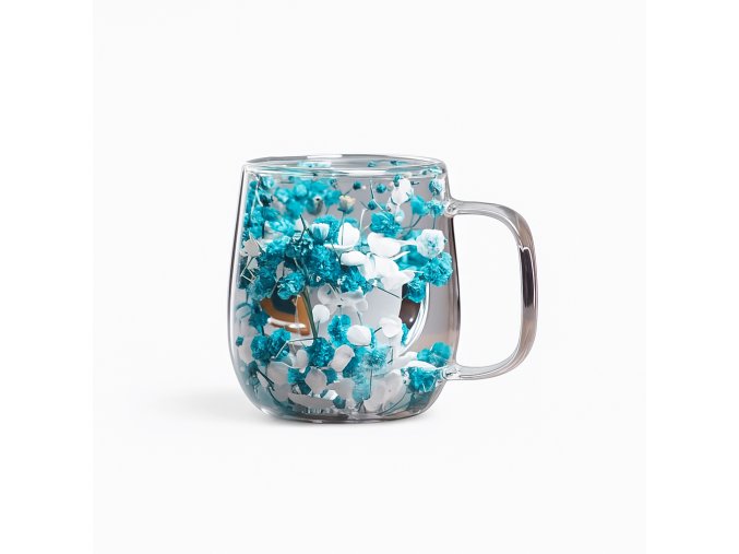 Dvoustěnný skleněný hrnek - kvítky