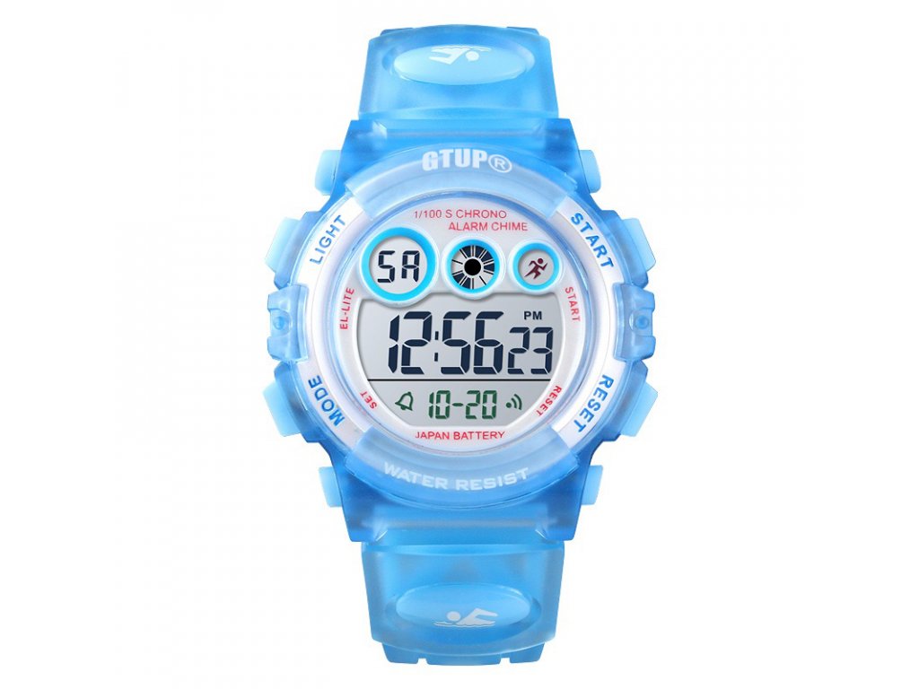 digitalni vodotesne hodinky pro deti gtup 1110 svetle modre (1)