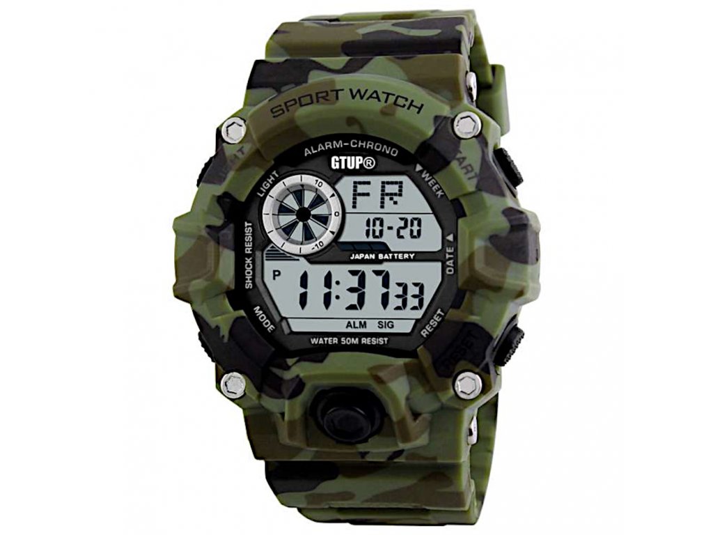 Vojenské hodinky GTUP 1040 khaki Shock resist + 100% skladem