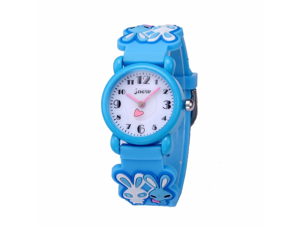 detske hodinky jnew s 3d reminkem barevne zajicek 86149 3 modre 3