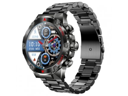 chytre smart hodinky s tlakomerem H27 cerne metal