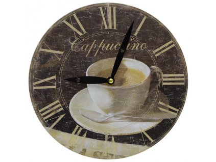 nástěnné hodiny cappuccino hrnek se lžičkou wery old