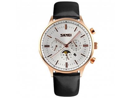 panske hodinky skmei 9117 zlate s cernym reminkem ve stylu philip patek