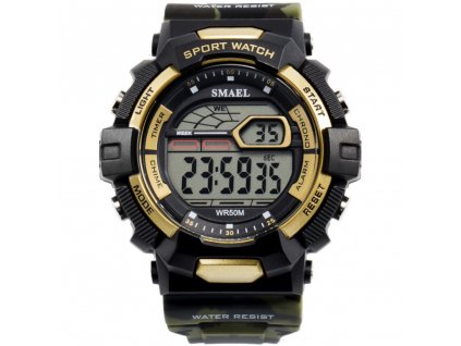 panske sportovni digitalni hodinky smael 1527 zlate army green