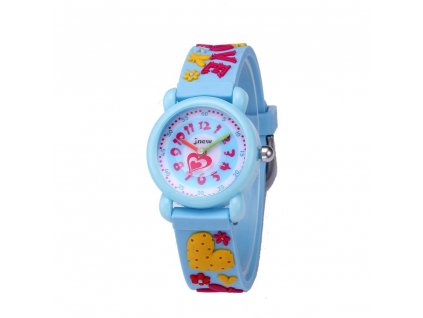 detske hodinky jnew s 3d reminkem barevne modre srdicka 86182 2