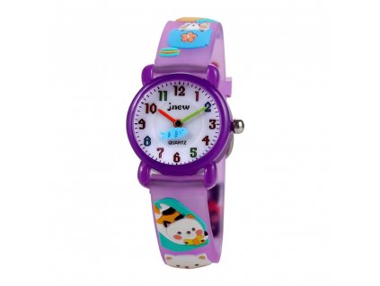 detske hodinky jnew s 3d reminkem barevne fialove kocicky 86192 4