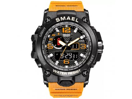 panske digitalni hodinky s dualnim casem smael 1545D oranzove