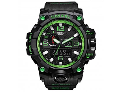 digitalni hodinky s dualnim casem smael 1545 zelene cerne