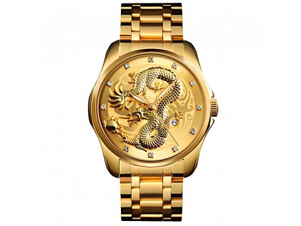 panske rucickove hodinky cinsky drak zlate skmei hlavni foto
