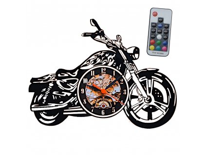 nastenne hodiny s led podsvicenim rgb motocykl motorka chopper hlavní