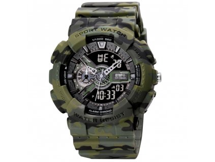 digitalni hodinky s dvojim casem gtup 1210 vodotesne 5 atm army khaki maskovane