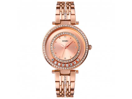 damske naramkove hodinky s krystaly skmei 1740 rose gold new