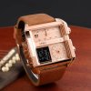 panske obrovske hodinky skmei s dualnim casem rose gold brown 3