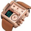 panske obrovske hodinky skmei s dualnim casem rose gold brown 1