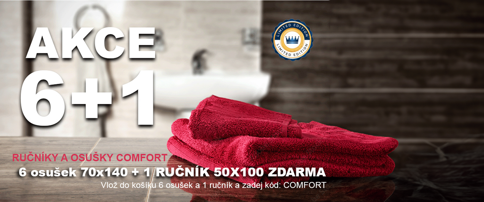 Ušetřete na kvalitních osuškách a ručnících froté COMFORT a získejte navíc 1 ručník ZDARMA